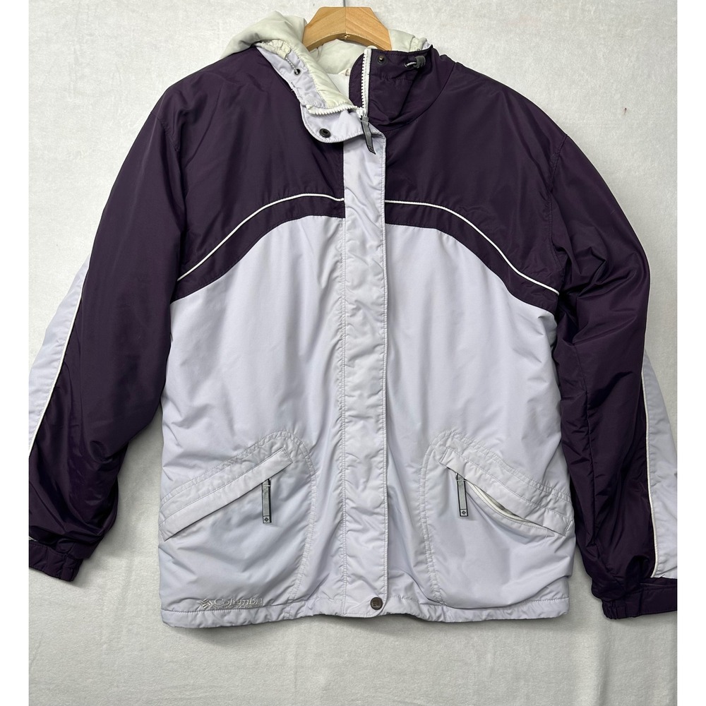 Columbia Sportswear Womens Jacket Purple Grey Hooded Zip Up Outdoor XL‎